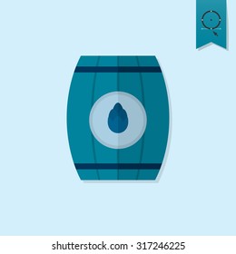 Wooden Barrel. Oktoberfest Beer Festival. Flat design style. Vector