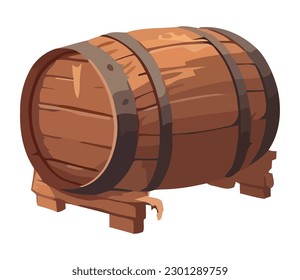 Wooden barrel old whiskey icon isolated