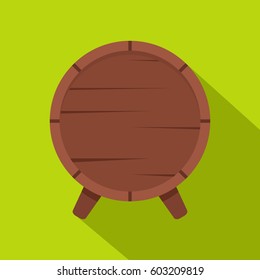 Wooden barrel on legs icon. Flat illustration of wooden barrel on legs vector icon for web isolated on lime background