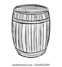 Wooden barrel on white background