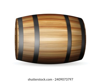 Wooden barrel on a white background. Vector illustration.