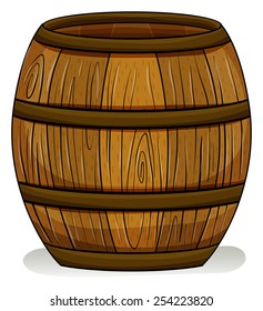 A wooden barrel on a white background