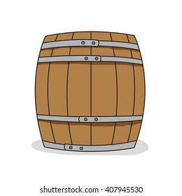 wooden barrel on white background