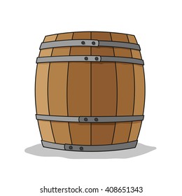 wooden barrel on white background with shadow