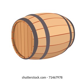 Wooden barrel on a white background, EPS.8 file illustration.