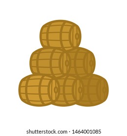 Wooden barrel pile isolated. cask vector illustration 
