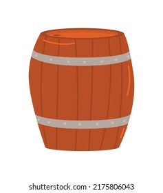 Wooden barrel for rum. Сartoon illustration on white background.