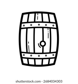 Barril de madeira para rum ou vinho - ícone vetorial