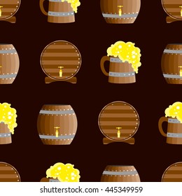 Wooden barrel seamless pattern