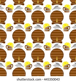 Wooden barrel seamless pattern