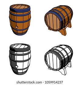 wooden barrel set color with view from the perspective 