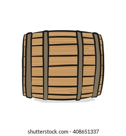 Wooden barrel standing on the side