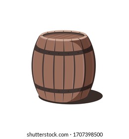 Wooden barrel. Storage container. Vector illustration in flat style.