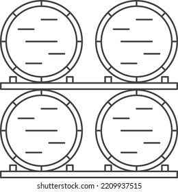 Wooden barrel storage line icon. Brewery symbol