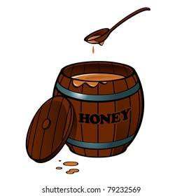 Wooden barrel sweet honey spoon drop food apiary