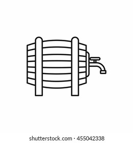 Wooden barrel with tap icon in outline style isolated vector illustration