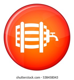 Wooden barrel with tap icon in red circle isolated on white background vector illustration