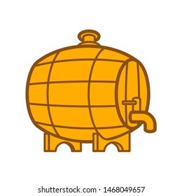 Wooden barrel with tap isolated. cask vector illustration. wood keg