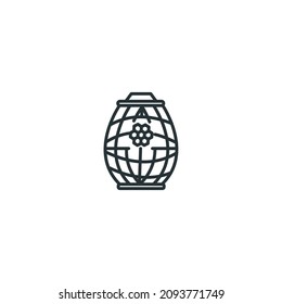 wooden barrel thin line icon stock illustration. Beekeeping and apiary-related icon.