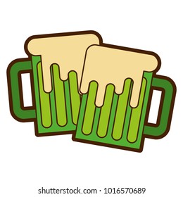 wooden barrel with two green beer and clover