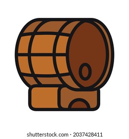 Wooden barrel for various alcoholic beverages. The barrel is used for infusing and storing alcoholic and non-alcoholic beverages, as well as home preparations. Vector illustration isolated on a white 