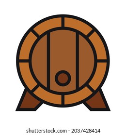 Wooden barrel for various alcoholic beverages. The barrel is used for infusing and storing alcoholic and non-alcoholic beverages, as well as home preparations. Vector illustration isolated on a white 