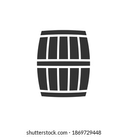 Icono vectorial de barril de madera. Símbolo de contenedor de madera de cerveza y vino. Señal de cervecería de whisky y ron. Logo de la bebida alcohólica de forma sencilla.