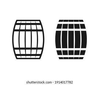 Wooden barrel vector icon. Beer and wine wood keg container symbol. Whiskey and rum brewery sign. Simple shape alcohol drink logo.