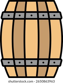 Ilustração de ícone de vetor de barril de madeira