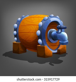 Wooden barrel. Vector illustration.