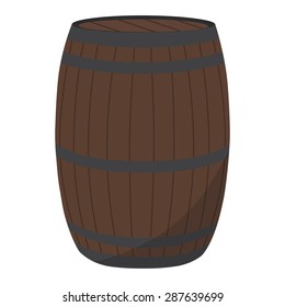 Wooden barrel vector illustration. Beer barrel or wine barrel. Barrel from oak