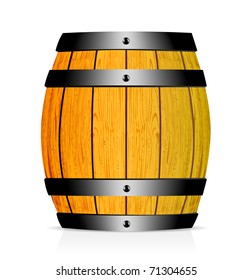 Wooden barrel vector illustration on white background