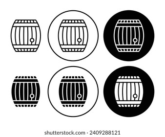 Wooden barrel vector illustration set. Wooden wine oak and cask sign suitable for apps and websites UI design style.