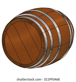 Wooden Barrel Vector Isolated on White Background