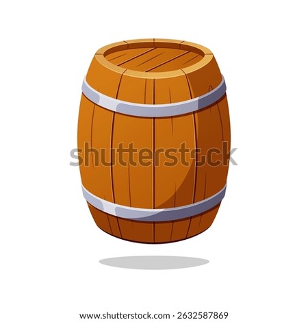 wooden barrel vector isolated on white background. Cartoon wooden barrel.
