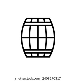 Wooden barrel vector line icon illustration.