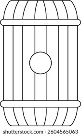 Wooden barrel vector line icon illustration.