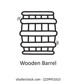 Wooden Barrel Vector Outline Icon Design illustration. Medieval Symbol on White background EPS 10 File