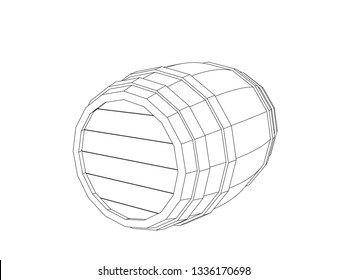 Wooden barrel. Vector outline illustration.