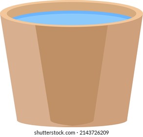 Wooden barrel with water, illustration, vector on a white background.