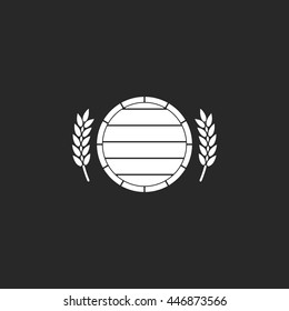 Wooden barrel with wheat symbol sign simple icon on background