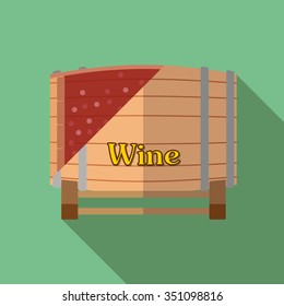 Wooden barrel with wine