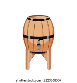 wooden barrel wine cartoon. wooden barrel wine sign. isolated symbol vector illustration