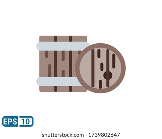 wooden barrel with wine icon. vector illustration in flat style isolated on white background. Editable color. EPS 10