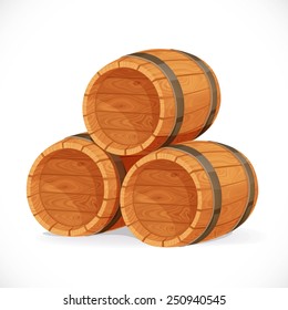 Wooden barrels isolated on white background