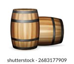 Wooden barrels on a white background. Vector illustration.