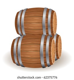 Wooden barrels. Vector