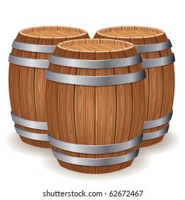 Wooden barrels. Vector