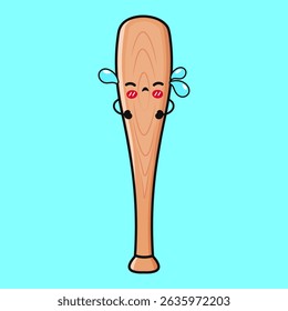 Wooden Baseball Bat crying, signaling defeat and emotional pain against bright teal backdrop