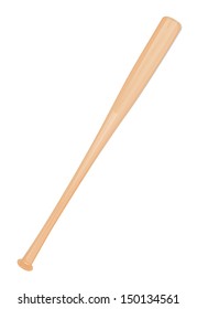 Wooden baseball bat isolated on white